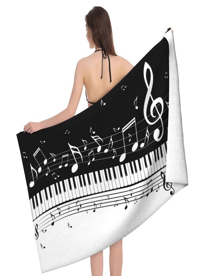 feelacle Music Notes Piano Sand Free Beach Towel Absorbent Bath Towel Large Hand Towels for Swimming Bathroom Spa Pool - Image 2